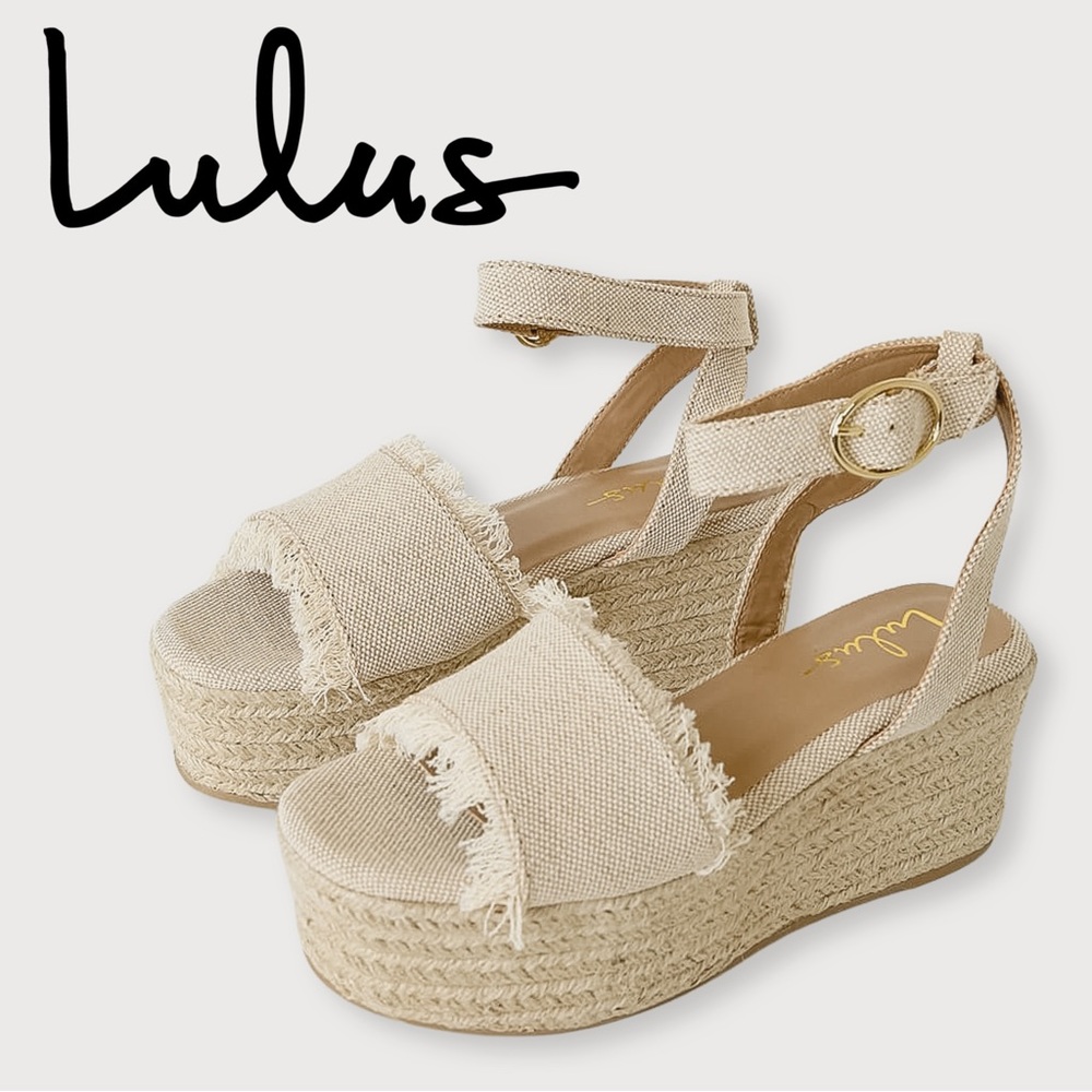 Lulus Daphnie Beige Espadrille Platform Sandals - Size 9